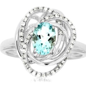 AQUAMARINE & DIAMOND RING