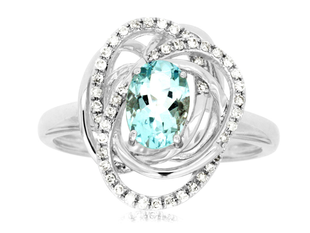 AQUAMARINE & DIAMOND RING