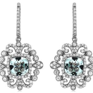 AQUAMARINE & DIAMOND EARRING