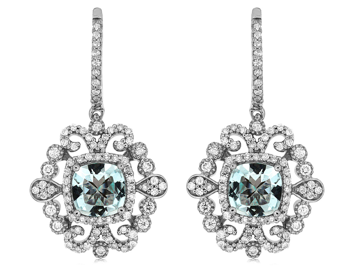 AQUAMARINE & DIAMOND EARRING
