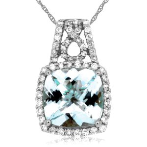 AQUAMARINE & DIAMOND PENDANT