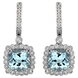 AQUAMARINE & DIAMOND EARRING
