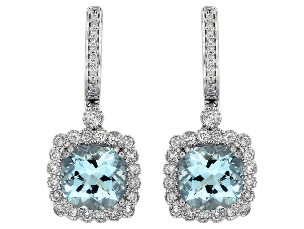 AQUAMARINE & DIAMOND EARRING