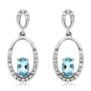 AQUAMARINE & DIAMOND EARRING