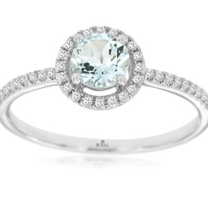 AQUAMARINE & DIAMOND RING