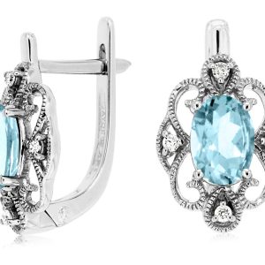 AQUAMARINE & DIAMOND EARRING