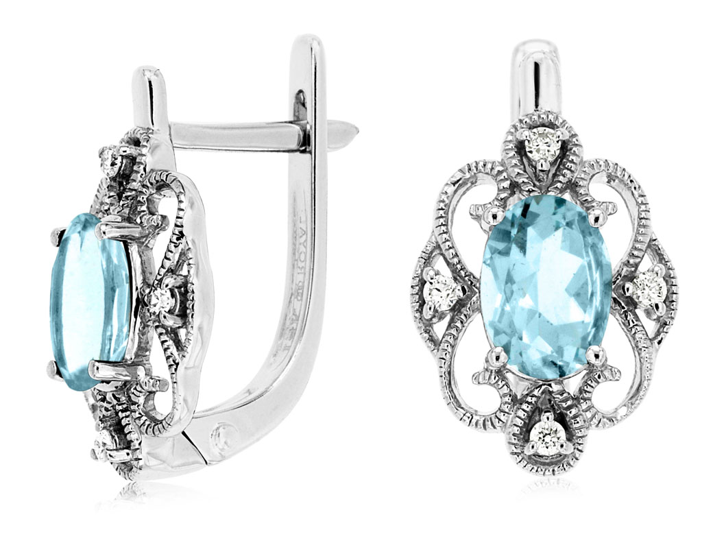 AQUAMARINE & DIAMOND EARRING