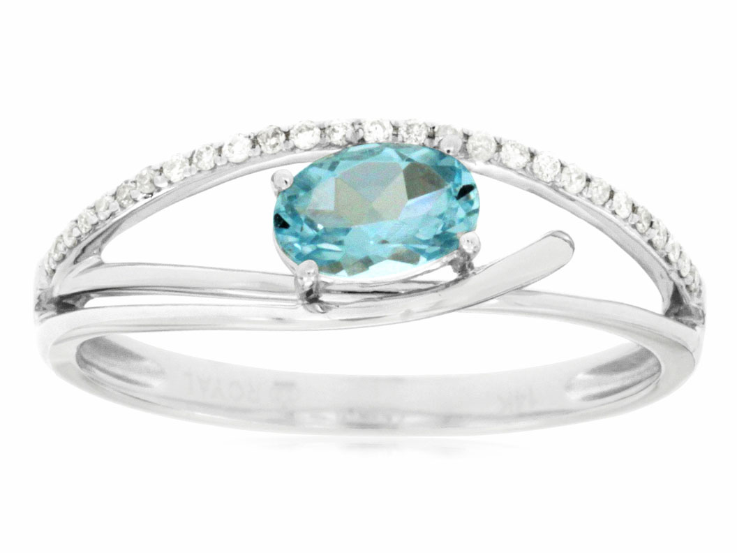 AQUAMARINE & DIAMOND RING