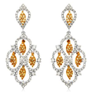 YELLOW DIA & DIAMOND EARRING