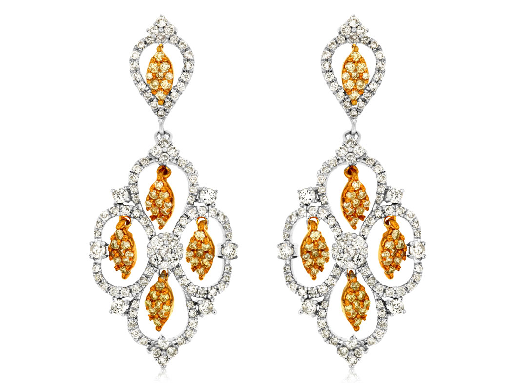 YELLOW DIA & DIAMOND EARRING