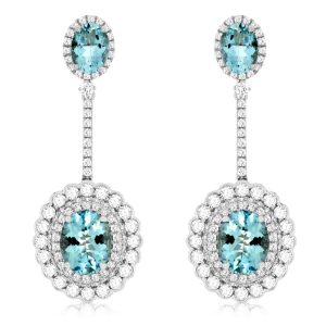 AQUAMARINE & DIAMOND EARRING