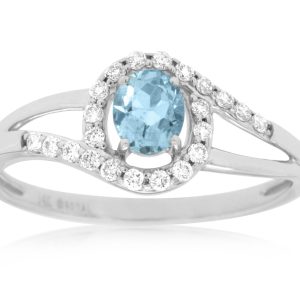 AQUAMARINE & DIAMOND RING