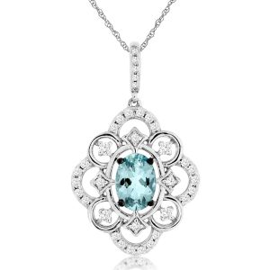 AQUAMARINE & DIAMOND PENDANT