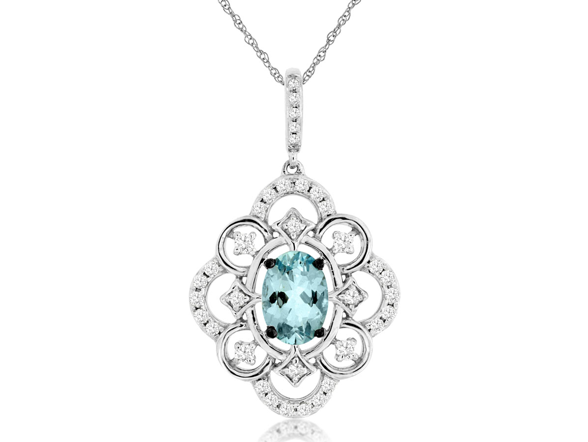 AQUAMARINE & DIAMOND PENDANT