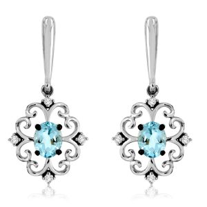 AQUAMARINE & DIAMOND EARRING