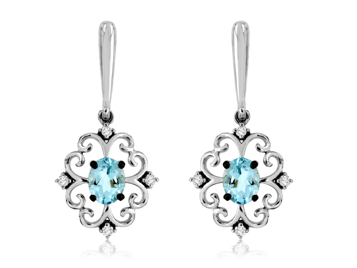 AQUAMARINE & DIAMOND EARRING