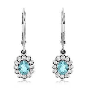 AQUAMARINE & DIAMOND EARRING