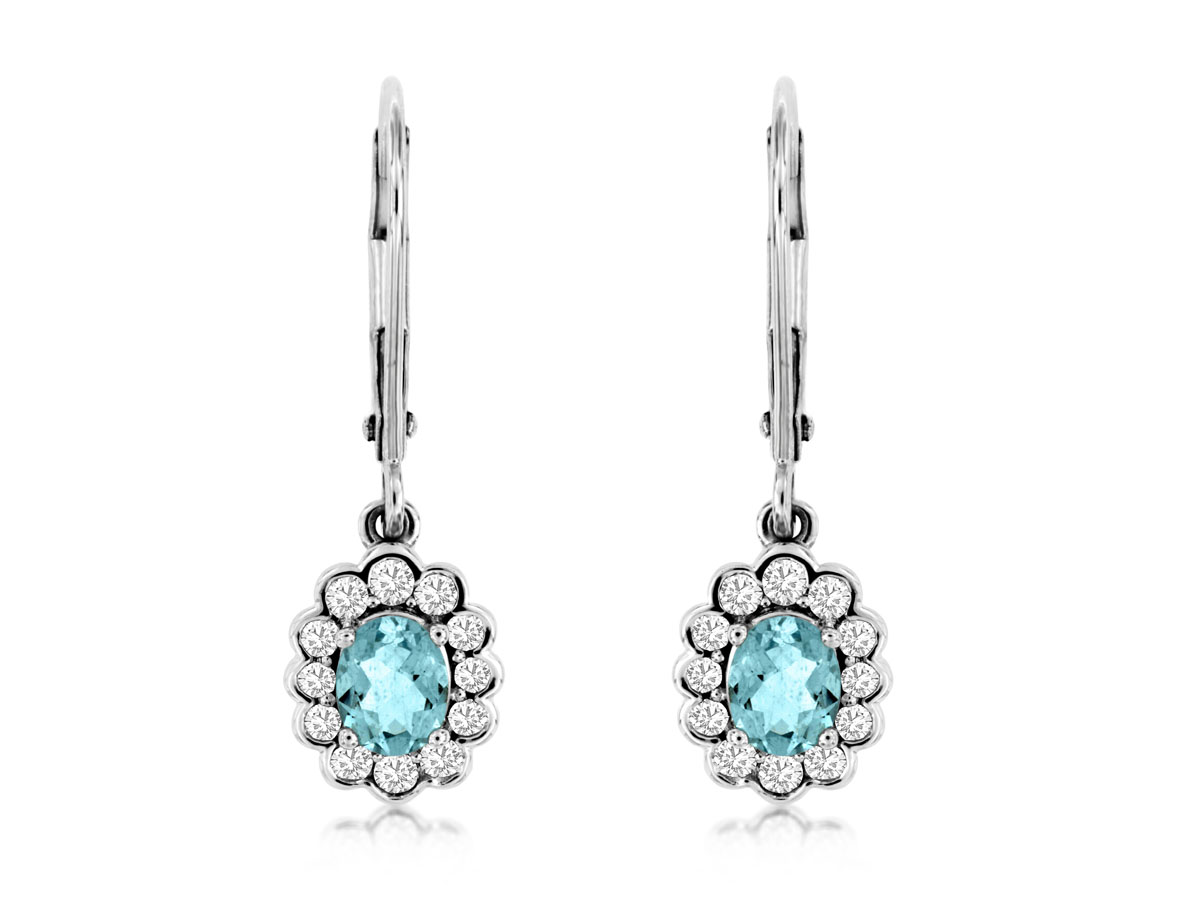 AQUAMARINE & DIAMOND EARRING