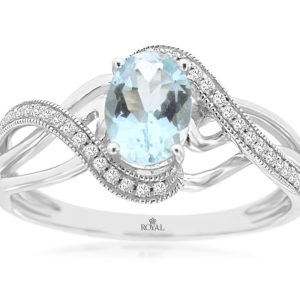 AQUAMARINE & DIAMOND RING