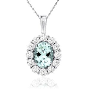 AQUAMARINE & DIAMOND PENDANT