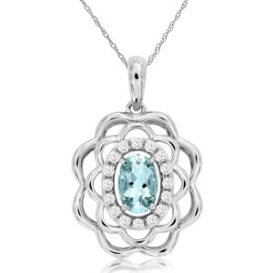 AQUAMARINE & DIAMOND PENDANT