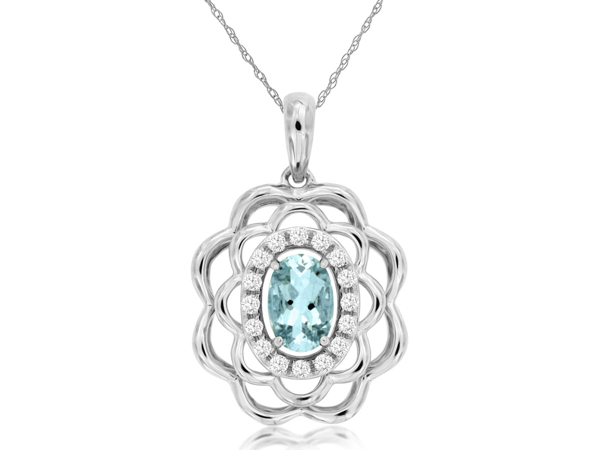 AQUAMARINE & DIAMOND PENDANT