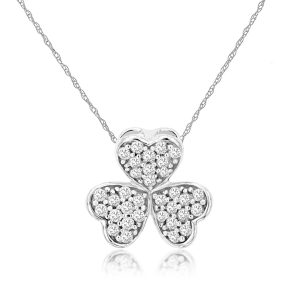 DIAMOND HEART CLOVER NECKLACE