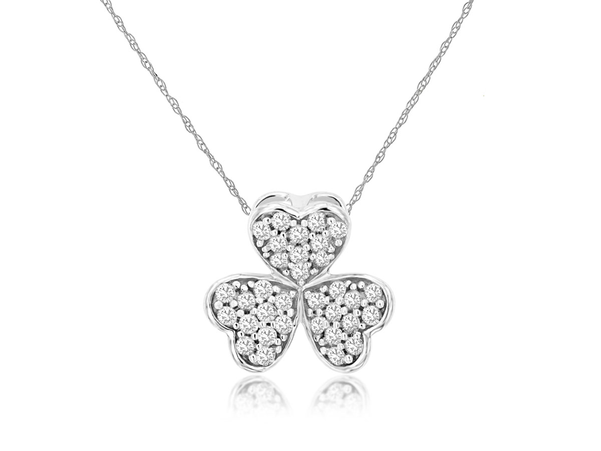 DIAMOND HEART CLOVER NECKLACE