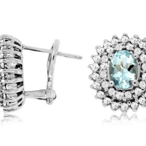 AQUAMARINE & DIAMOND EARRING