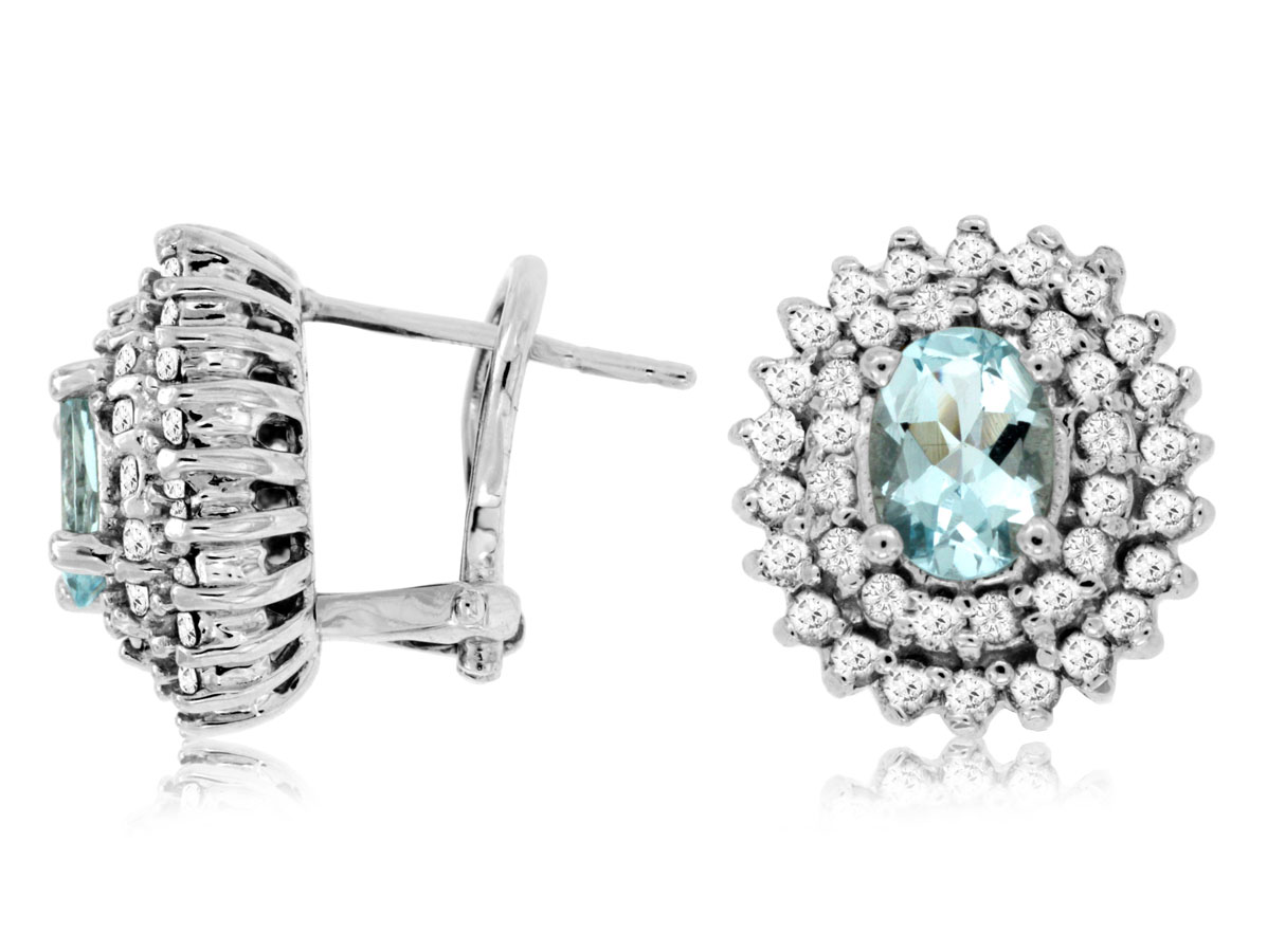 AQUAMARINE & DIAMOND EARRING