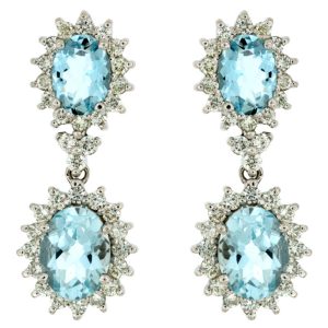 AQUAMARINE & DIAMOND EARRING