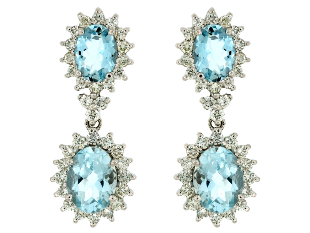 AQUAMARINE & DIAMOND EARRING