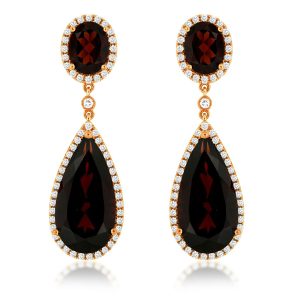 GARNET & DIAMOND EARRING
