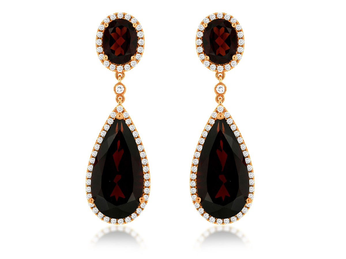 GARNET & DIAMOND EARRING