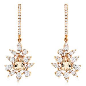 MORGANITE & DIAMOND EARRING
