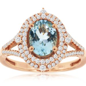 AQUAMARINE & DIAMOND RING