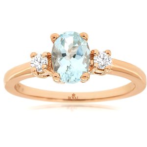 AQUAMARINE & DIAMOND RING