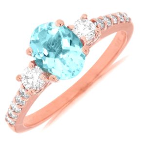 AQUAMARINE & DIAMOND RING