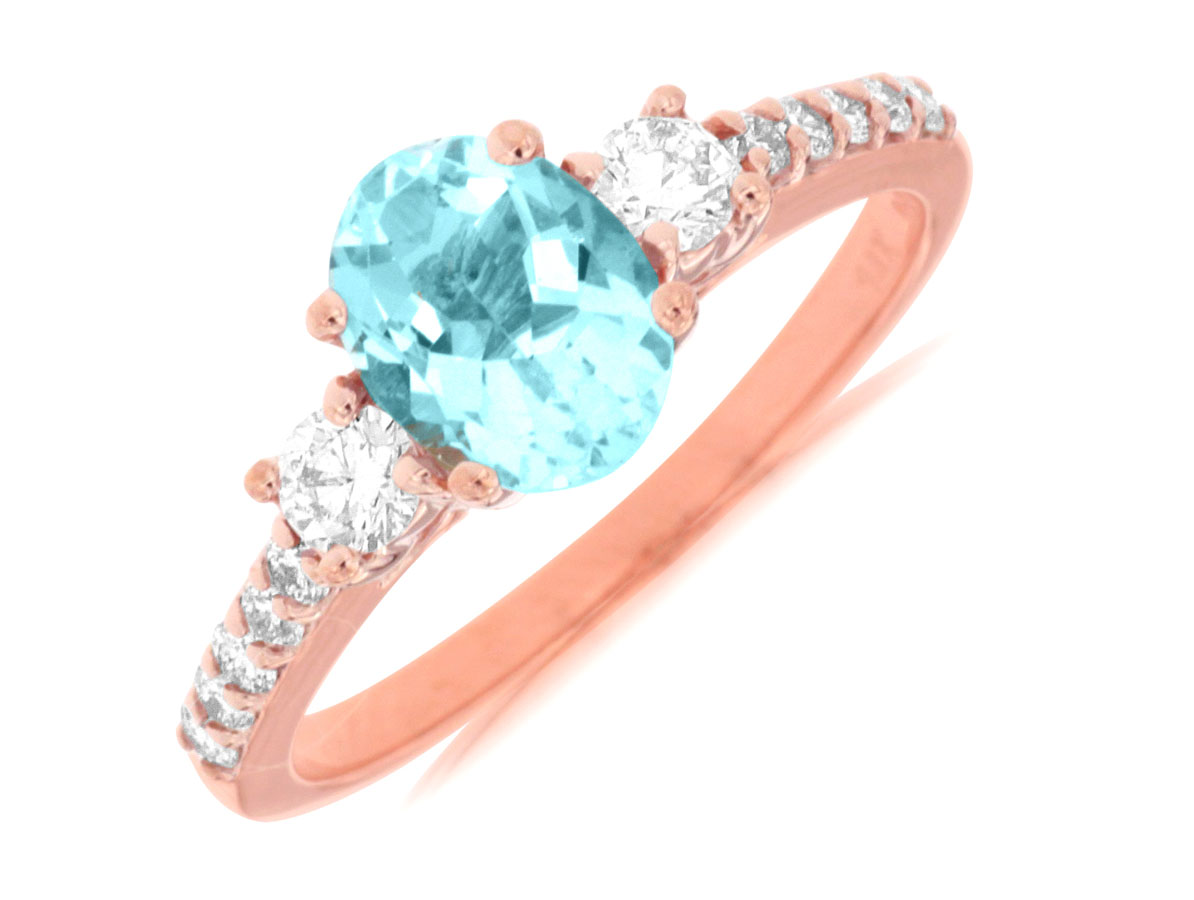 AQUAMARINE & DIAMOND RING