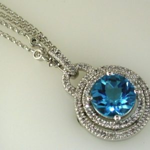 BLUE TOPAZ & DIAMOND NECKLACE