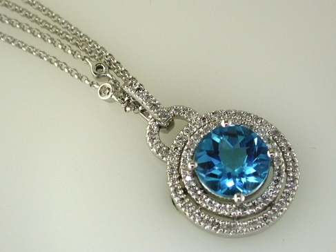 BLUE TOPAZ & DIAMOND NECKLACE