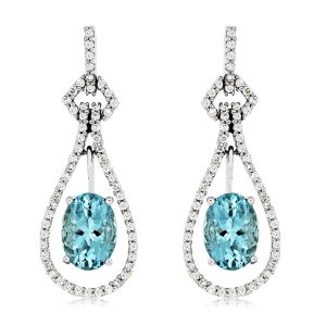 AQUAMARINE & DIAMOND EARRING