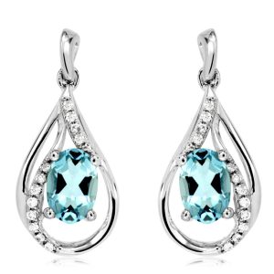 AQUAMARINE & DIAMOND EARRING
