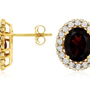 GARNET & DIAMOND EARRING