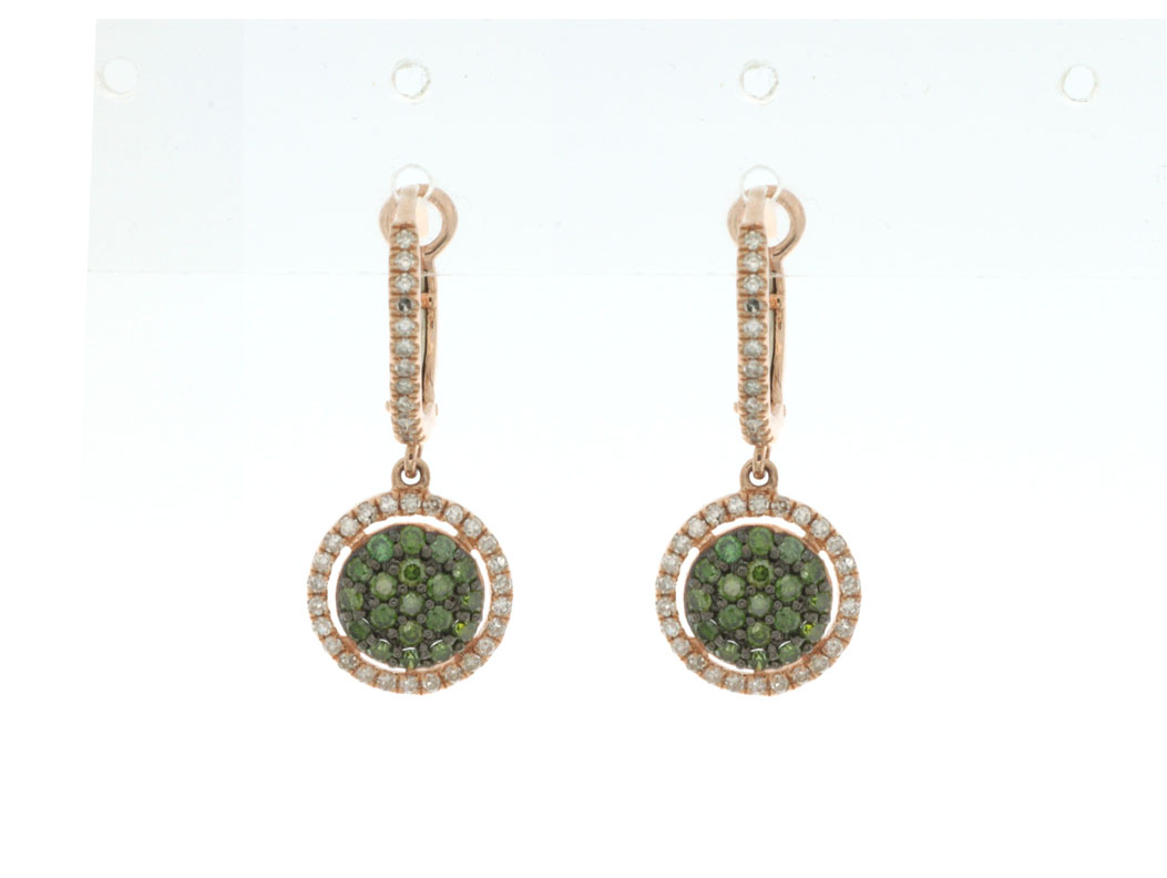 WITHE & GREEN DIAMOND EARRING