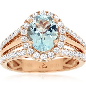AQUAMARINE & DIAMOND RING