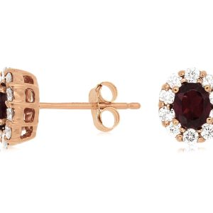 RHODOLITE & DIAMOND HALO STUDS
