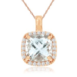 AQUAMARINE & DIAMOND PENDANT