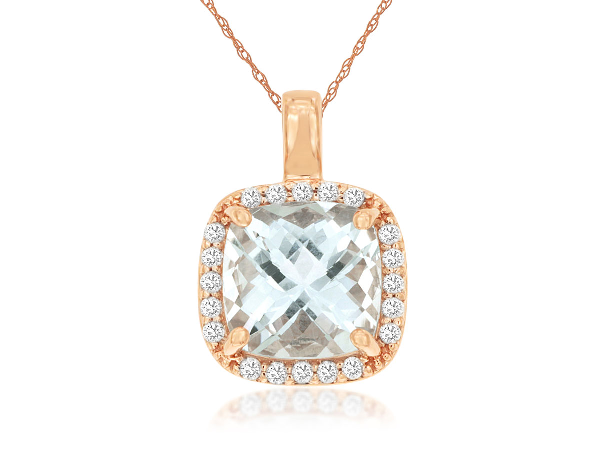 AQUAMARINE & DIAMOND PENDANT