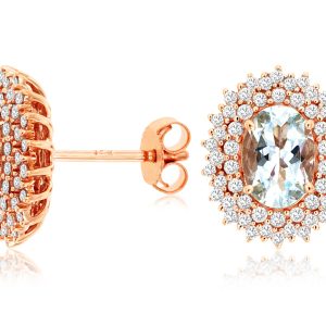 AQUAMARINE & DIAMOND EARRING